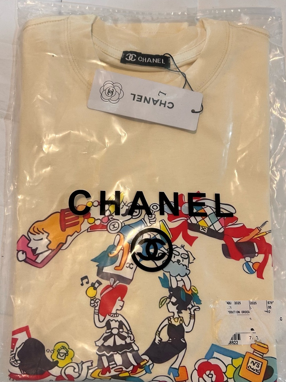 Chanel Cream Graphic Logo T-Shirt